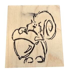Heather Squirrel Holding Large Acorn F-208-HK Rubber Stamp